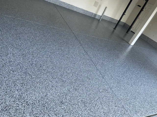 Blue granite flake coating detail