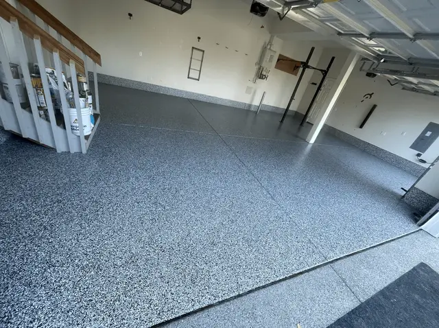 Seattle-area garage with a cobalt flake floor coating
