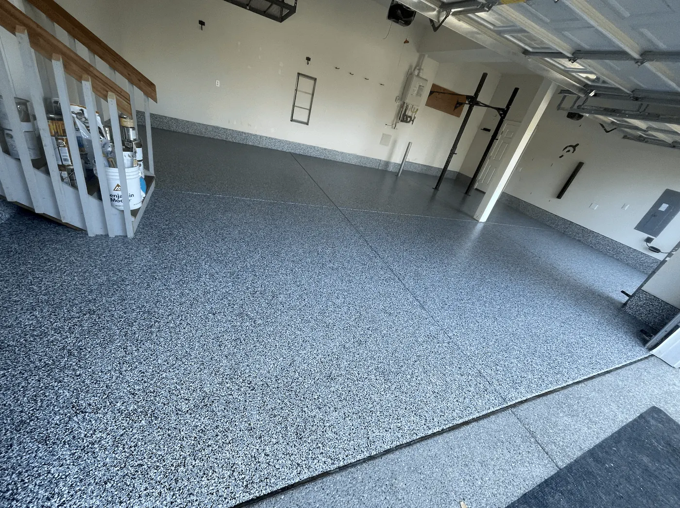 Seattle-area garage with a cobalt flake floor coating