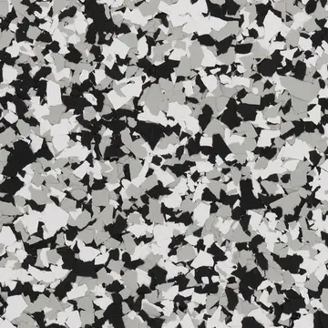 Domino flake floor swatch: black, white and gray chips