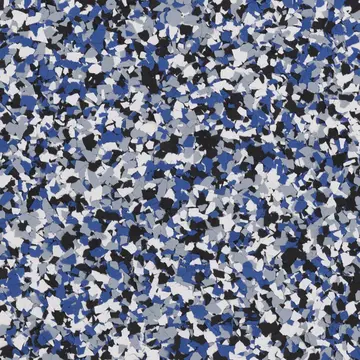 Orbit flake floor swatch: blue, black and white chips