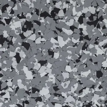 Wombat flake floor swatch: medium gray with charcoal and white chips